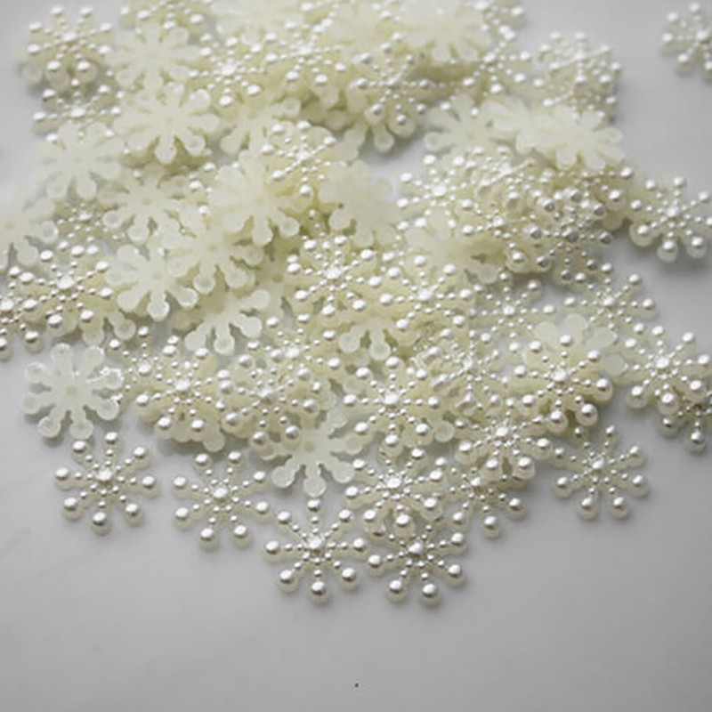 Christmas Craft Embellishment - 100 sztuk White Pearl żywica Snowflake