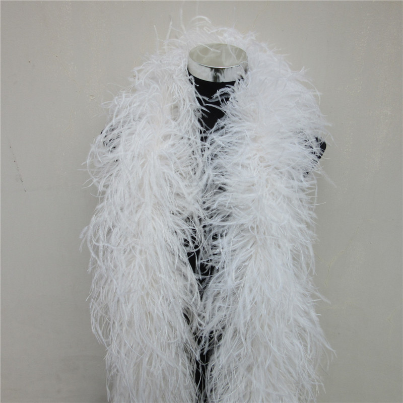 Feather Trim Marabou - 2 metry 6-warstwowe białe naturalne strusie